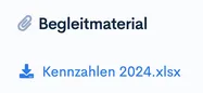 Bereich ‘Begleitmaterial’ in der Kursansicht mit Download-Link ‘Kennzahlen 2024.xlsx’