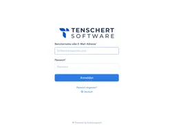 Anmeldebereich mit hochgeladenem Firmen-Logo über den Feldern für Benutzername und Passwort