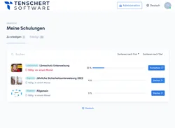 Benutzerbereich ‘Meine Schulungen’ mit Firmen-Logo oben links in der Kopfzeile