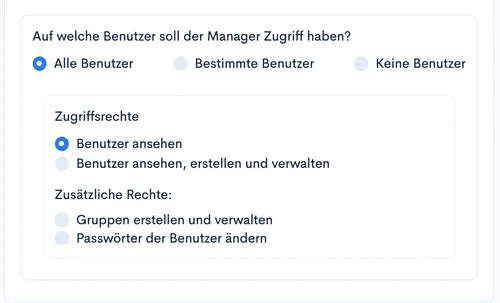 Option ‘Alle Benutzer’ ausgewählt mit Zugriffsrecht ‘Benutzer ansehen’