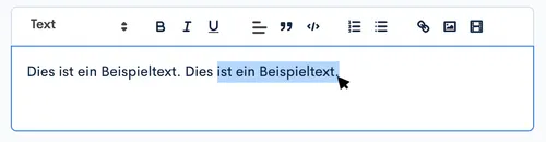 Texteditor mit markiertem Beispieltext und Formatierungsleiste
