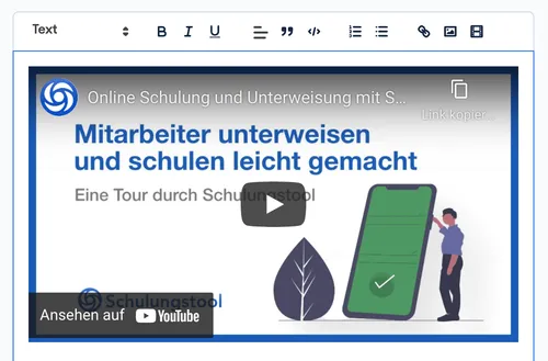 Eingebettetes YouTube-Video „Mitarbeiter unterweisen und schulen leicht gemacht“ im Artikel-Editor